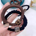 Brown Black Soft Fabric Hair Scrunchies With Leopards Square Beads Elastic Hair Ties for Girls Elasticity Ponytail Holders