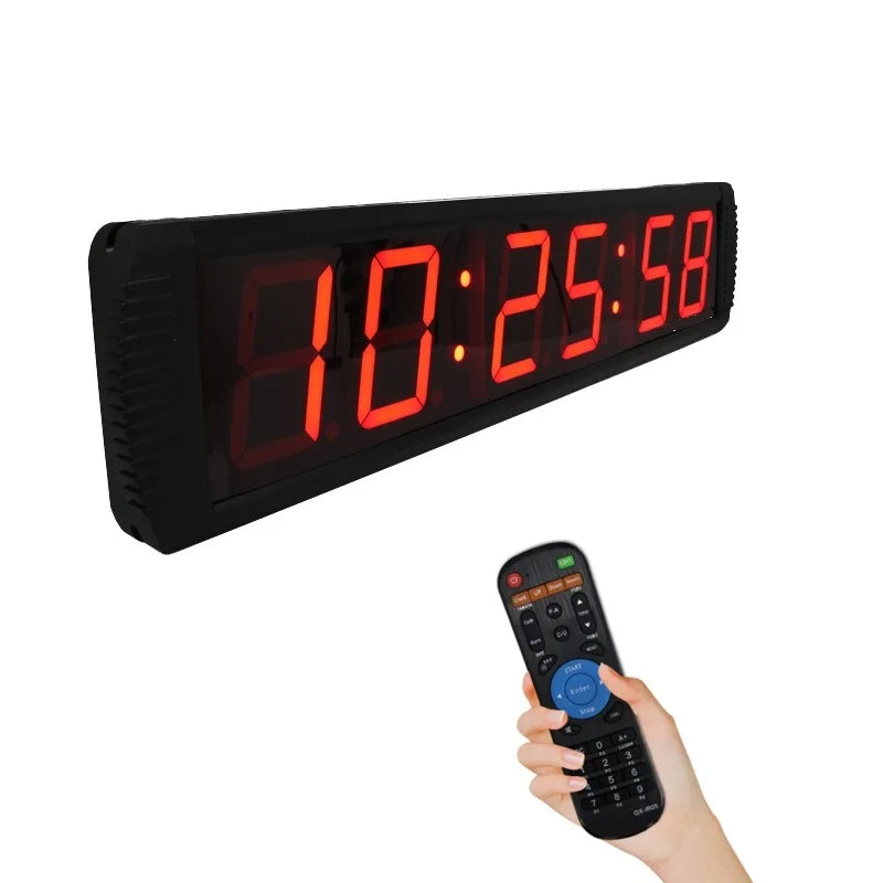 Large 4 Inch LED Red Display Digital Wall Clock Wireless Remote Control Countup Electronic Stopwatch Function Countdown Timer