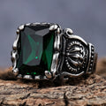 Custom Color Rock Roll Mens Jewelry Stainless Steel Vintage Black Agate Stone Rings for Men Women Size 7-15