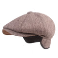Men's Herringbone Hat Senior 8 Panels Newsboy Cap With Thick Ear protection Newsboy Hat