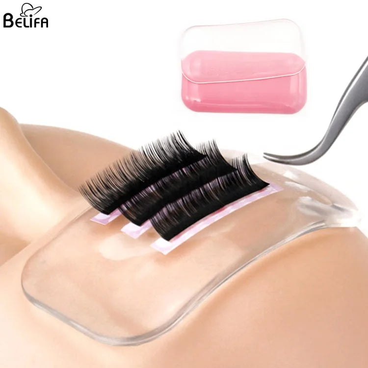 Private Label Tile Flexible Eyelash clear pink Silicon Forehead Working Silicone Lash Extension Tray Holder Pad for Head