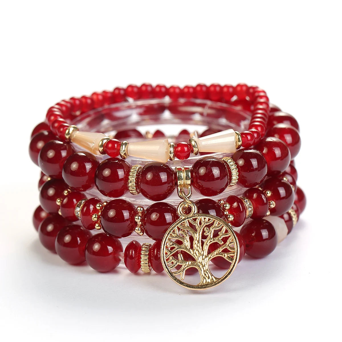 2023 New Trendy Fashion Tree of Life Women Stretch Beaded Bracelet Tree Charm Beads Boho Bracelet Sets
