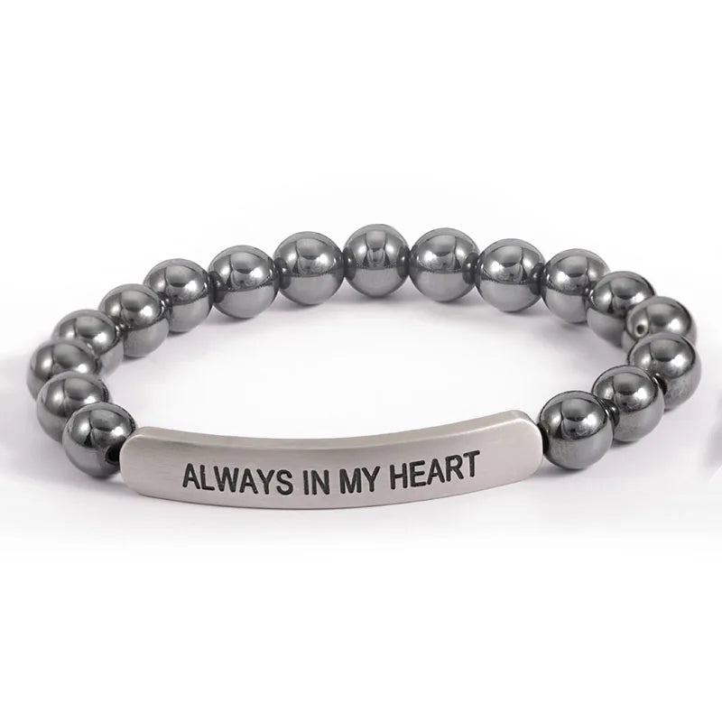 Fashionable Jewelry Custom Bar Engraved Bracelet Best Sale 8mm10mm 12mm Natural Stone Bracelet  Bead Elastic Rope Bracelet