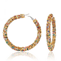 Women's Stainless Luxury Glitter Stone Cubic Zircon Crystal Diamond Big  Lead and Nickel Free  Hoop Earrings