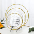 Wedding Table Decoration Clear Golden Glass Beaded Charger Plates Creative Luxury Gold Beaded Glass Color Enamel Luxury Charger
