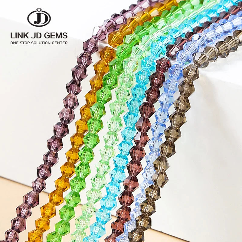 JD GEMS Wholesale 4mm Crystal Point Beads Faceted Diamond Shape Glass Beads Loose Beads DIY Jewelry Making Supplies