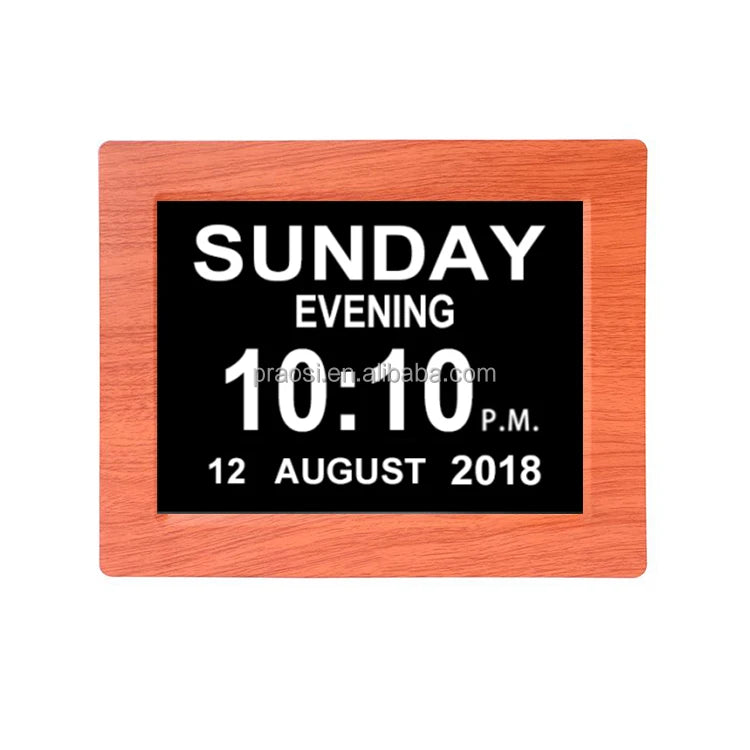 Desktop Digital Temperature Clock Large Calendar Dementia Clock With Wireless Weather Black White Display