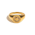 Retro 18k Gold Plated Finger Ring Stainless Steel Cz Zircon Ring Jewelry
