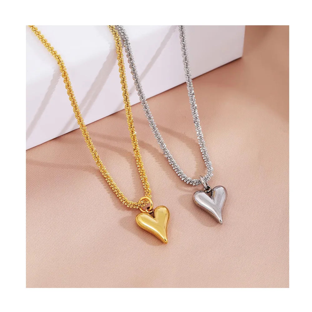 New Stainless Steel Creative Cauliflower Chain Necklace Simple Heart Pendant Necklace Jewelry for Women