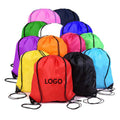 Custom lOGO 210D Drawstring Shopping Bags Fabric Polyester Drawstring Backpack Bag