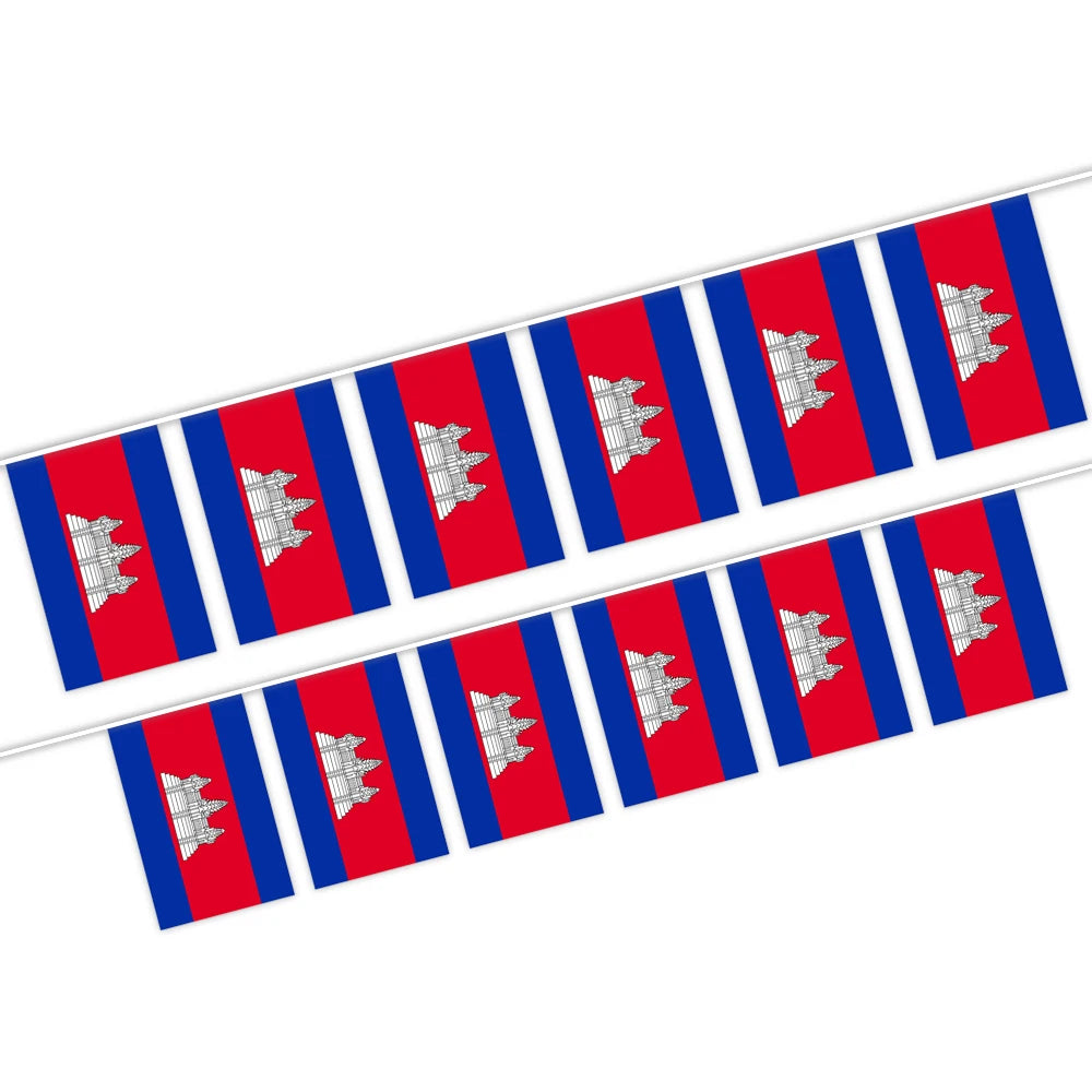 Wholesale 5.5x8 Inches Cambodia String Bunting Flags for Indoor and Outdoor Decoration(20pcs/set)