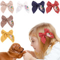 Hot-selling Hair Grips About Big Bow Hair Clips and Material Is Cotton Fabrics With Embroidery Patterns