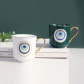 Wholesale Porcelain Blank White Gift Ceramic Tea Mug Gold Handle Children's Milk Cup Nordic Coffee Cup with Custom Printed Decal