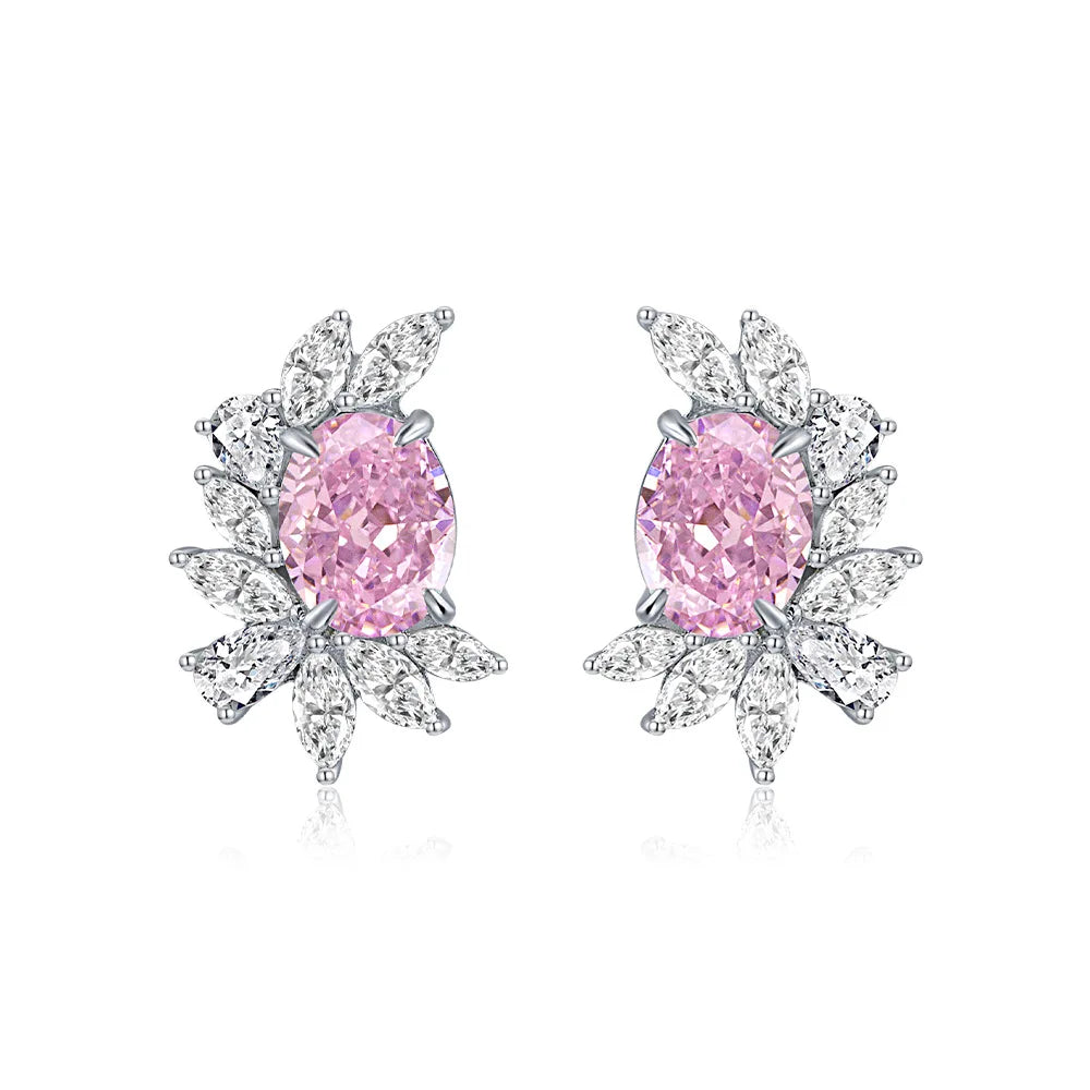 Fashion Earrings Trend 2022 Luxury 7*9mm Radiant Cut Oval Zirconia Diamond Stud Earrings 925 Sterling Silver