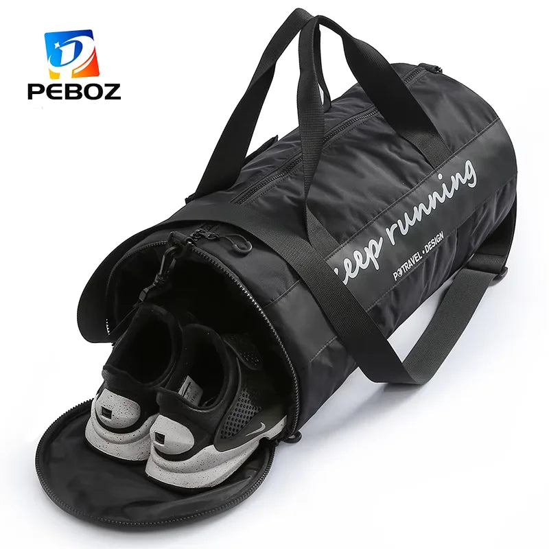 P.Travel Customizable Polyester Duffle Bag Sports Gym Bag Zipper Closure Letter for Sports Gym Use Features Customizable Logo