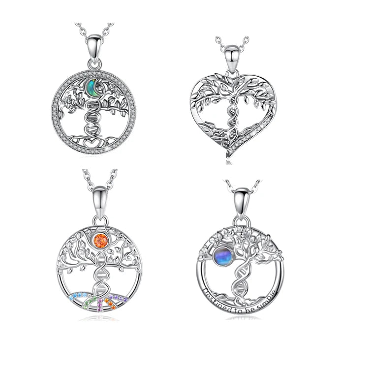 Merryshine Family Custom 925 Sterling Silver Tree of Life Necklace Pendant for Girlfriend Women