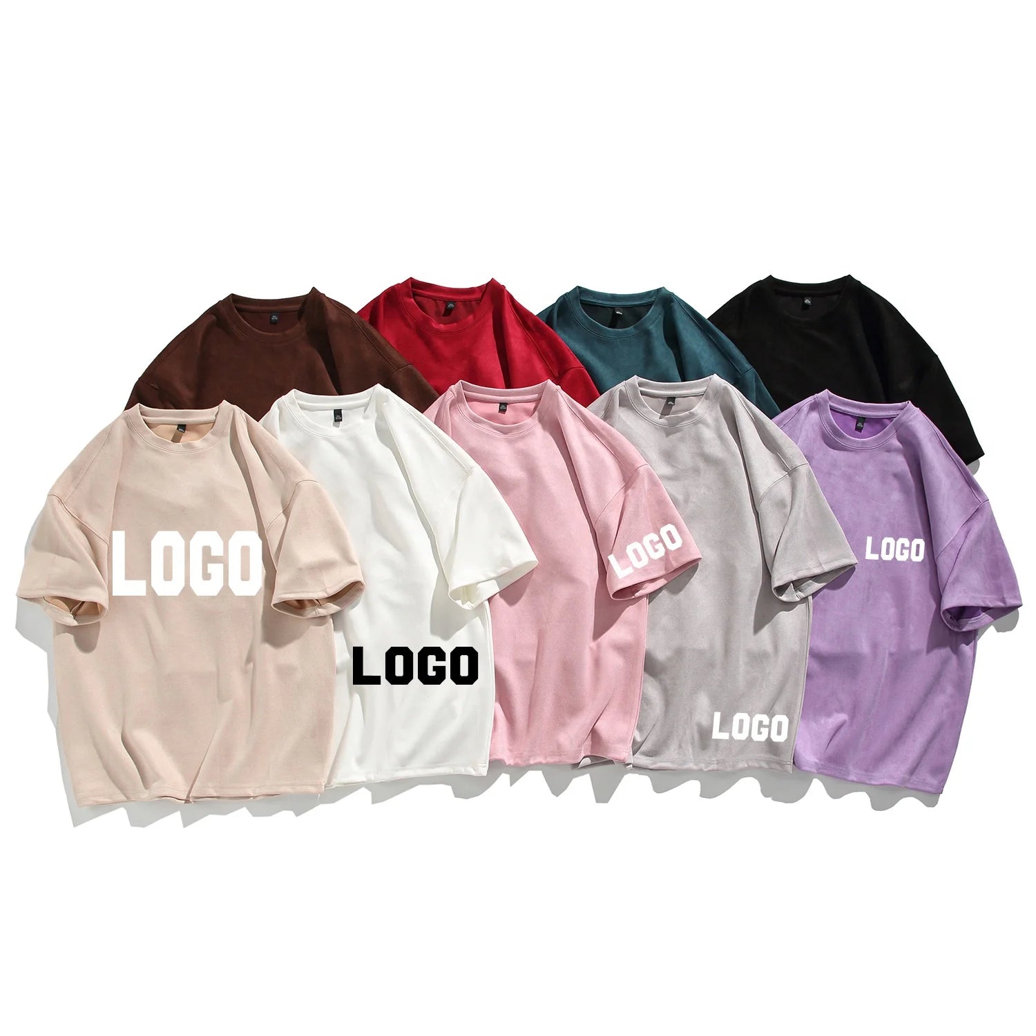 DUOLLB Wholesale Men Blank T-shirt Custom Suede Quality Cotton Loose Drop Shoulder Oversized T Shirt