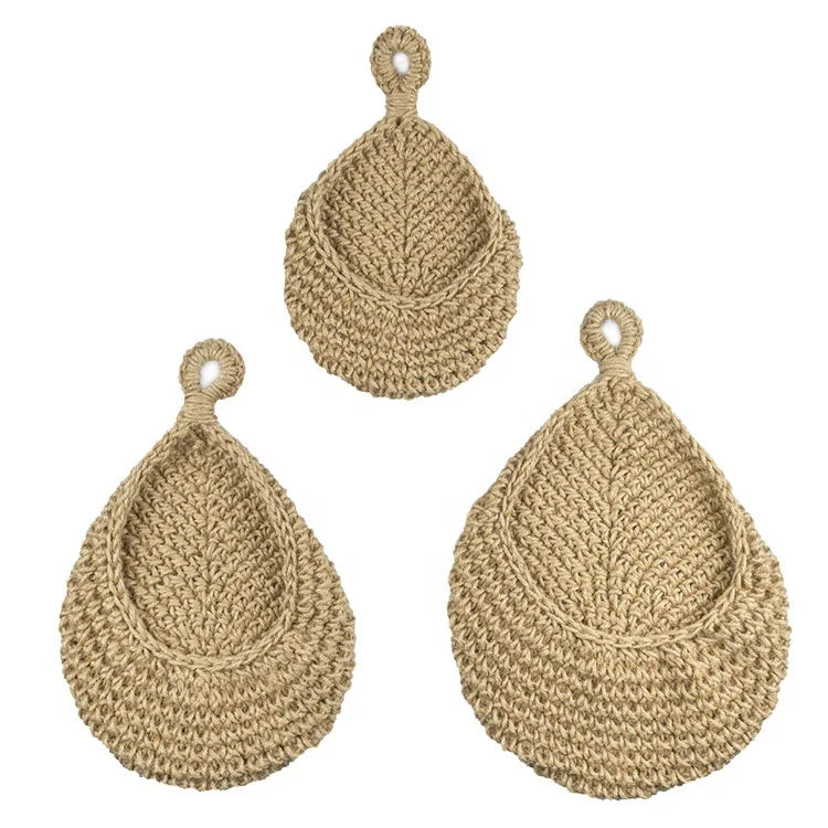 Hot Selling Handmade Jute Rope Plant Wall Hanging Crochet Basket Flower Pots Planters Garden Decor Propagator Kits Customized