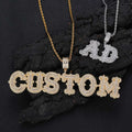 Nuoya New Custom Name Pendant Bling Baguette Cubic Zirconia Iced Out Initial Letter Pendant Necklace for Men Women