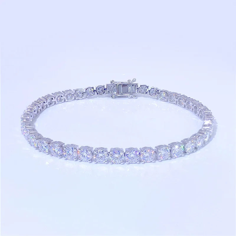 Silver 925 Original Round Excellent Cut3mm Diamond Test Past D Color VVS1 Moissanite Bracelet Chain for Women Wedding Jewelry