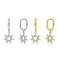 YHE0161 Trendy NEW Simple 925 Sterling Silver 18k Gold Plated Sunflower Pave Setting Cz Huggies Dangle Hoop Earrings for Women