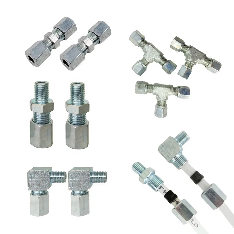 JIANHE M10*1 R1/8 Steel Centralized Lubrication Joint Union Tee Butt 90 Straight 6mm Casting Technique