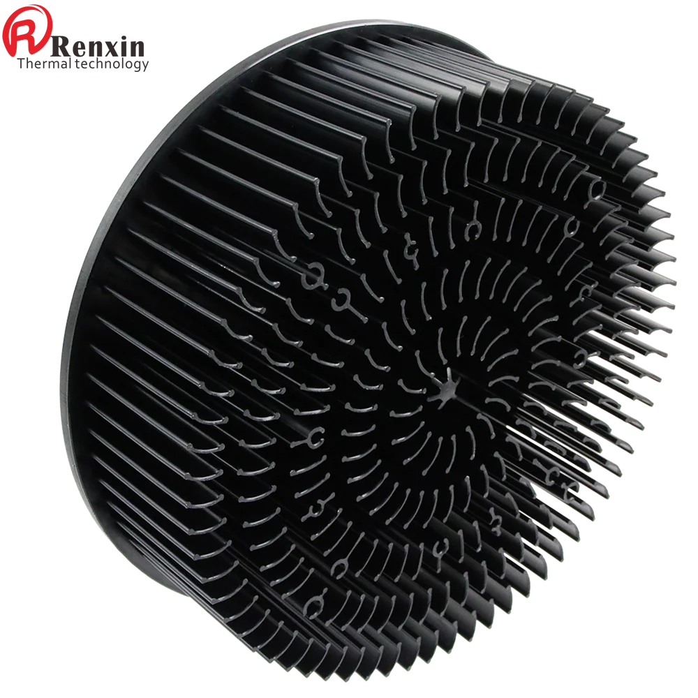 High Power Led Heatsink Pin Fin Heat Sink for Clu058 COB Led Lights Radiator Anodized Aluminum 210*210*58mm Black Round IP65 8mm