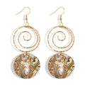 Wholesale Samoan Jewelry Hawaiian Mother of Pearl Round Pendant Earrings 18K Gold Plated Latest Earrings Women