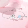 925 Pure Silver Lady's Star-shaped unicorn Blue Crystal Bracelet - Fashionable Summer Trend Piece