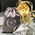 Custom Size Brand Logo Luxurious Jewelry Packaging Underwear Satin Dust Pouch White Silk Drawstring Satin Bag for Wig