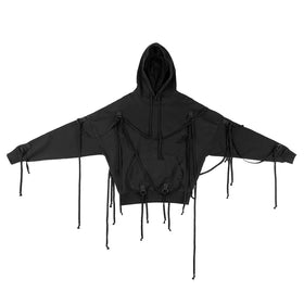 Custom Embroidery Printing Retro Acid Wash Handmade Tassel Oversized Sized Hoodie Street Style
