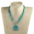 Fashion Women Lariat Necklace Metal square Beads 4mm Turquoise Stone Double Row Horseshoe Moon Pendant Necklace Western Jewelry