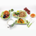Cute Wholesale Bamboo Fiber Spill-Proof Tableware Kids Dinnerware Set With Crocodile Pattern