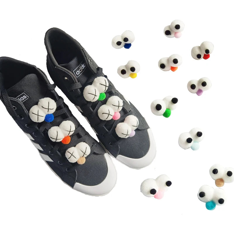 Creative Trendy Anime Shoe Decorations with Big Eyes Buckle and Flower Charms Bulk New Girls Accessory