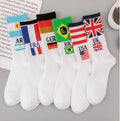 New Fashion Casual British US Flag Star Pattern Cotton Crew Striped Socks Country Flag Men's White Socks