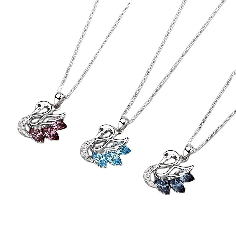 Charm Crystal Swan Pendant Necklace for Women Jewelry Fashion Necklace Girl Choker Accessories Lady