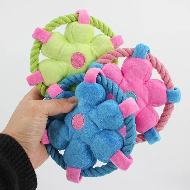 Dog Cotton Rope Flying Disc  Pets Supplies Dog Training Interactive Chew Teeth Clean Toys
