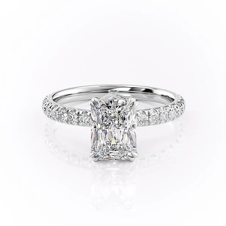 Custom Fine Jewelry 14k Gold 3ct White Moissanite  Radiant Cut  Engagement Ring Side Stone 0.25ct Moissanite Jewellery