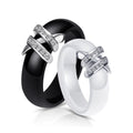 Jewelry manufacturer china 6mm black diamond cubic zirconia ceramic rings for girls