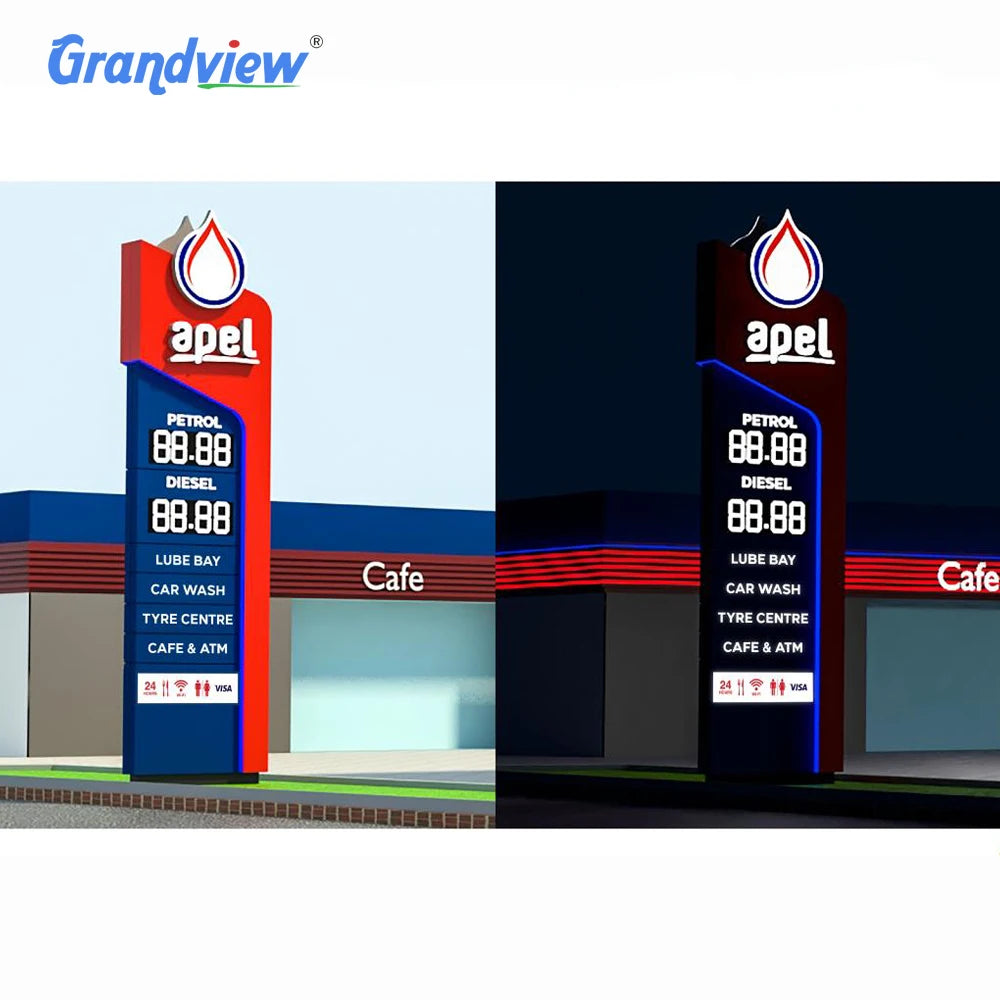 Illuminated Signage for Gas Station Led Display Pylon Gas Station Digital Signage Petrol Station Signs