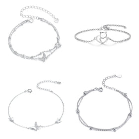 925 Sterling Silver Fashion Jewelry Bangle Fine Jewelry Bracelets Wholesale Making Butterfly Cat Simple Adjustable Bracelet