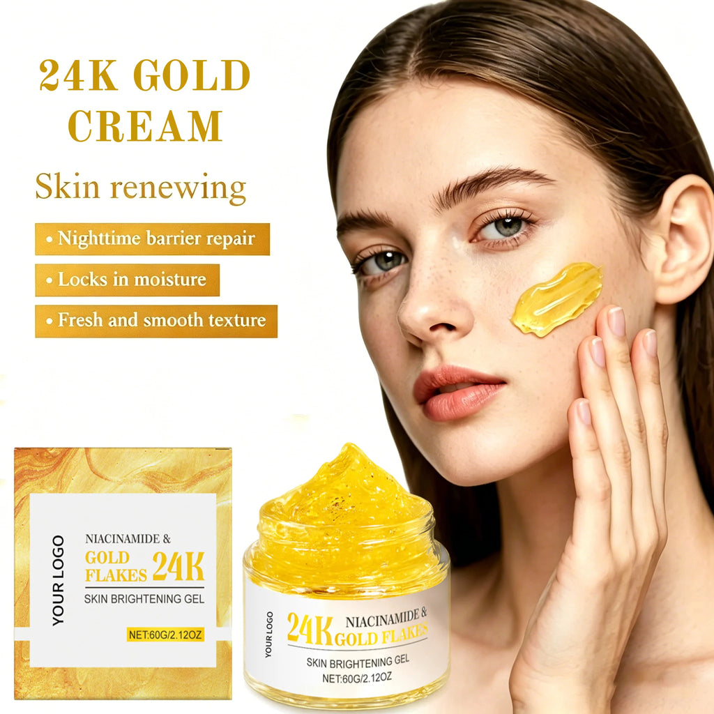 Private Label 24K Gold Hydrogel Face Cream Anti-Aging Firming Moisturizer Glowing Skin Brightening Repairing Cream Wholesale OEM