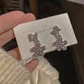 S925 Silver Pin Exquisite Micro-inlaid Zircon Butterfly Flower Stud Earring Korean Temperament Shiny Full Diamond Stud Earrings