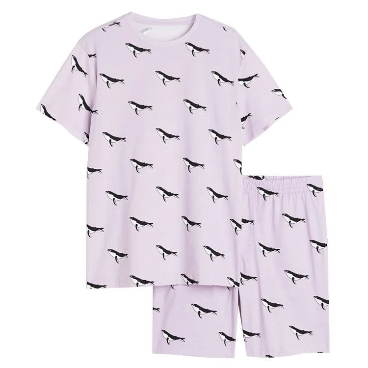 S-2XL Plus Size Custom Logo Animal Print Loose Fit Women's 2-Piece Summer Pajamas Set