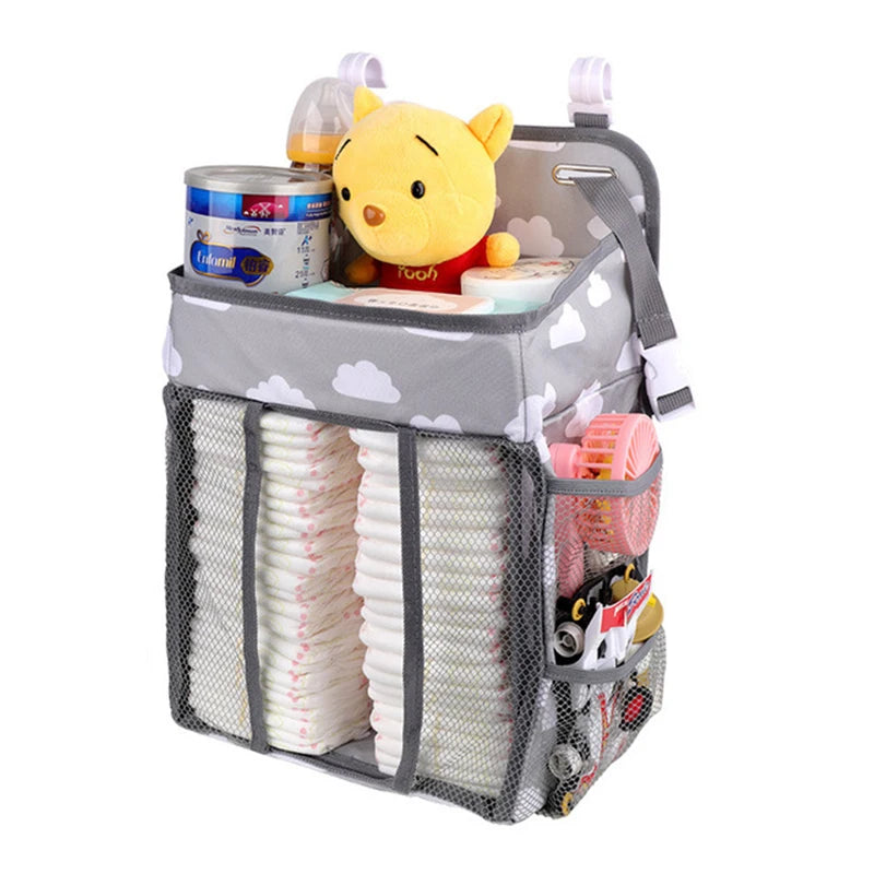 Baby Diaper Storage Bag Infant Bed Beside Hanging Organizer Bag Baby Sundries Storage Bag Costom logo
