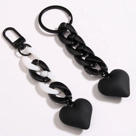 Women Girls Handbag Charms Pendant Accessories Jewelry Gifts Handmade Heart Key Chains Acrylic Plastic Link Chain Key Rings