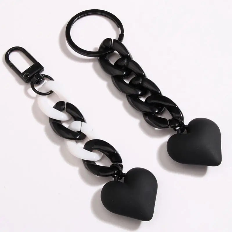 Women Girls Handbag Charms Pendant Accessories Jewelry Gifts Handmade Heart Key Chains Acrylic Plastic Link Chain Key Rings