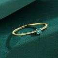 Fashion Contracted Jewelry Round Green Cubic Zirconia S925 Sterling Silver 14K Gold Plated Rings for Women