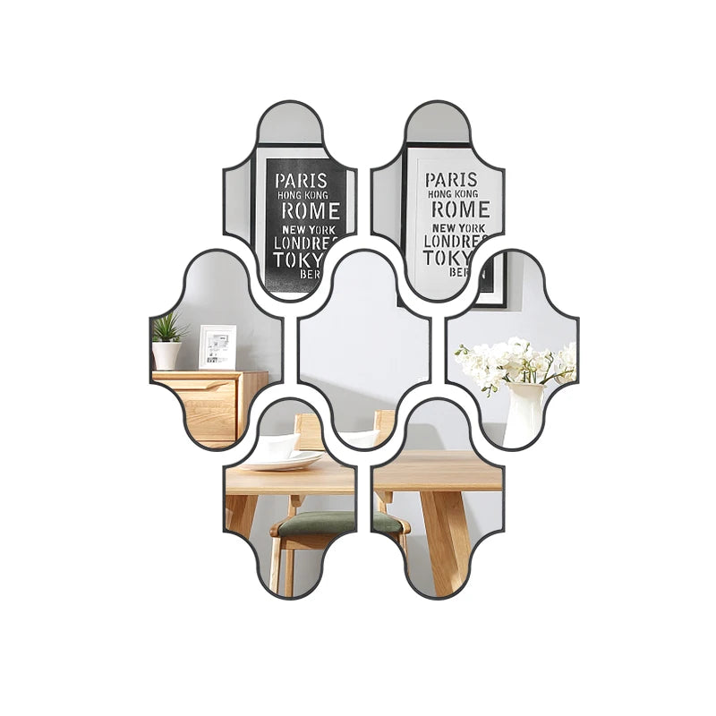 Wholesale Set 7 Self-Adhesive DIY Decorative Wall Mirrors Latest Cloud Design Art Deco Style for Apartment Decor Plastic