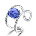 Wholesale Trendy Tanzanite Gemstone Jewelry 925 Sterling Silver Ring for Women Engagement Rings